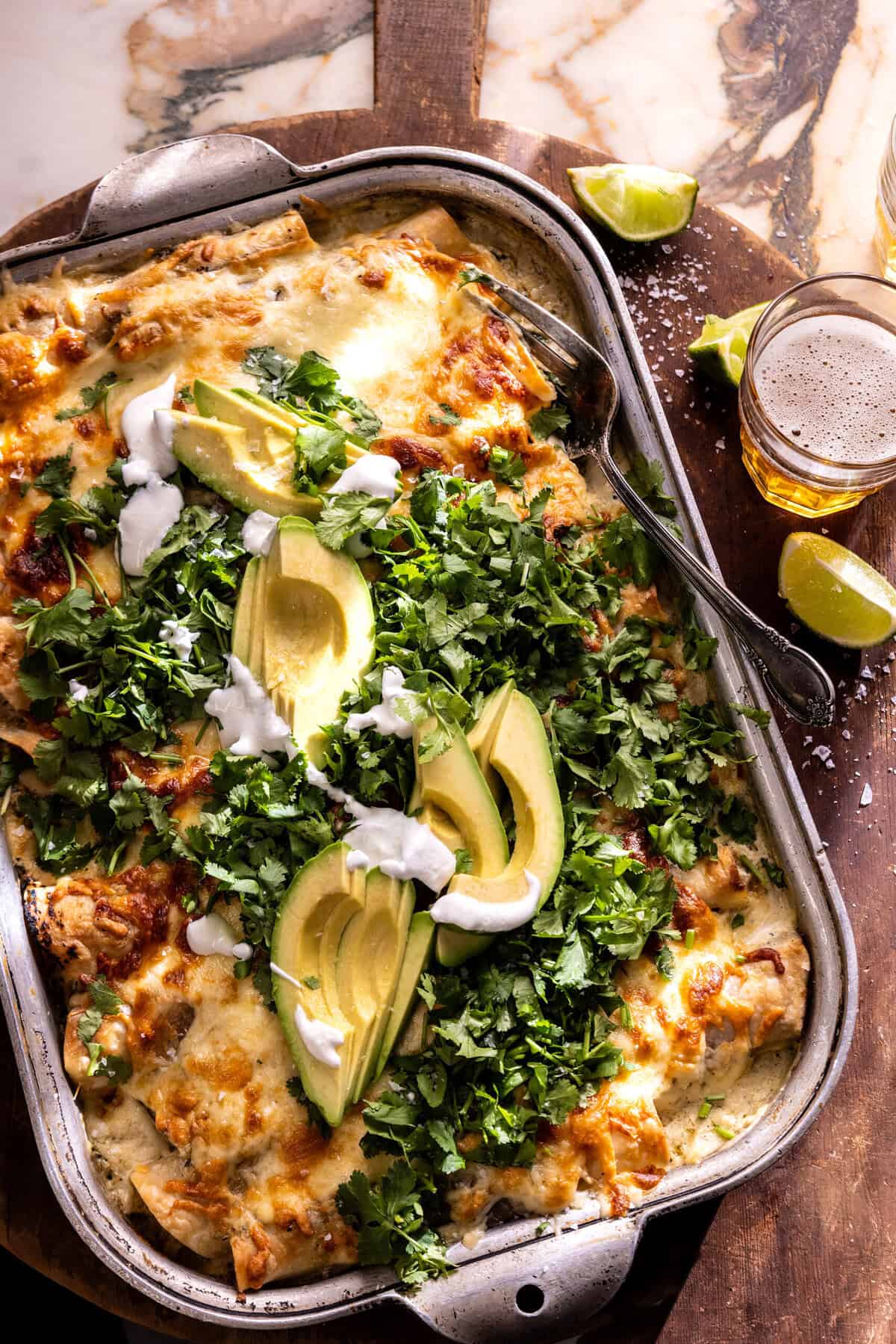 White Chicken Poblano Enchiladas | halfbakedharvest.com