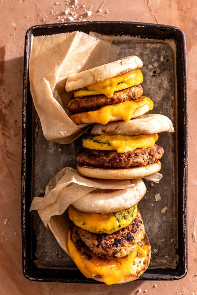 Chicken and Egg Freezer Breakfast Sandwiches | halfbakedharvest.com