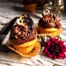 Vanilla Bean Cupcakes with Whipped Chocolate Marshmallow Frosting | halfbakedharvest.com