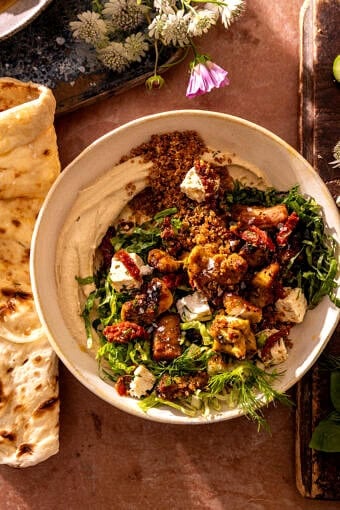 Chicken Shawarma Hummus Bowl with Crispy Quinoa | halfbakedharvest.com