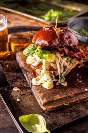 Teriyaki Chicken Burgers with Bang Bang Pineapple Slaw | halfbakedharvest.com