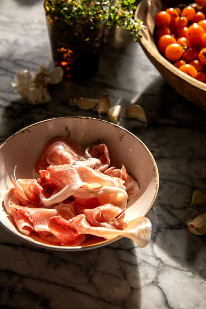Garlic Herb Roasted Cherry Tomato Carbonara | halfbakedharvest.com